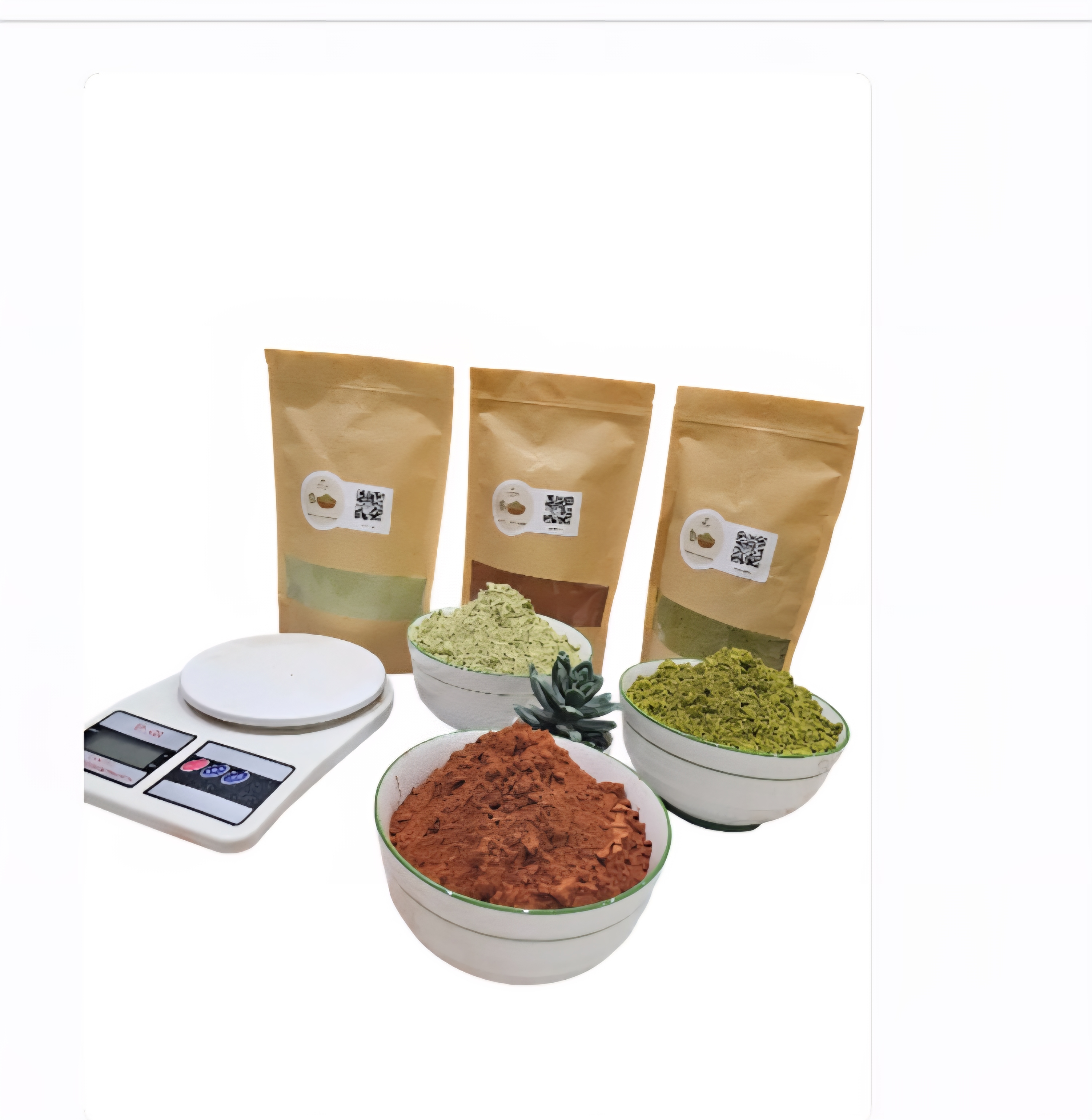 بكج حناء المدينة ٥٠٠غ ، سدر ١٠٠غ ، مشاط ١٠٠غ.